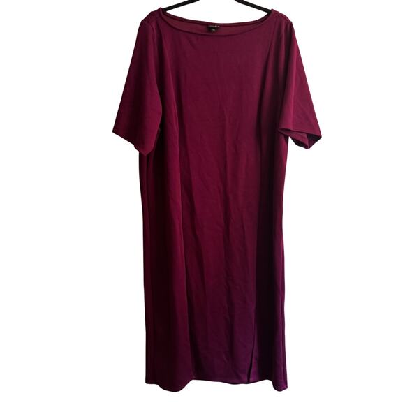 torrid Dresses & Skirts - Torrid Midi Shift Dress Purple Boat Neck Pullover Side Slit Short Sleeve Sz 3X